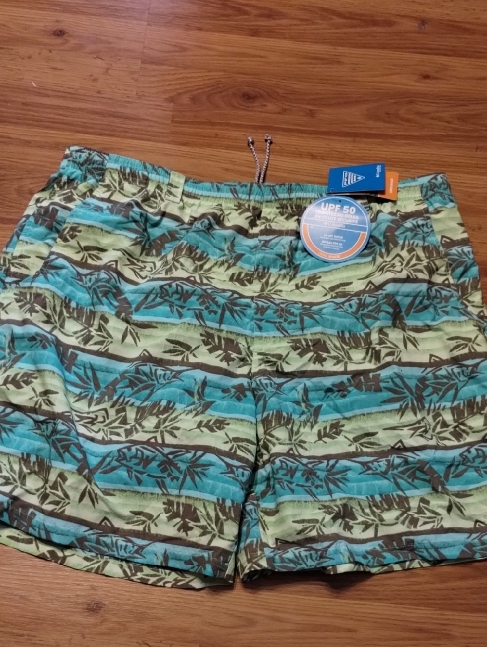 Men's Columbia Blue & Green Patterned Swim Shorts Sz 2x.. New.